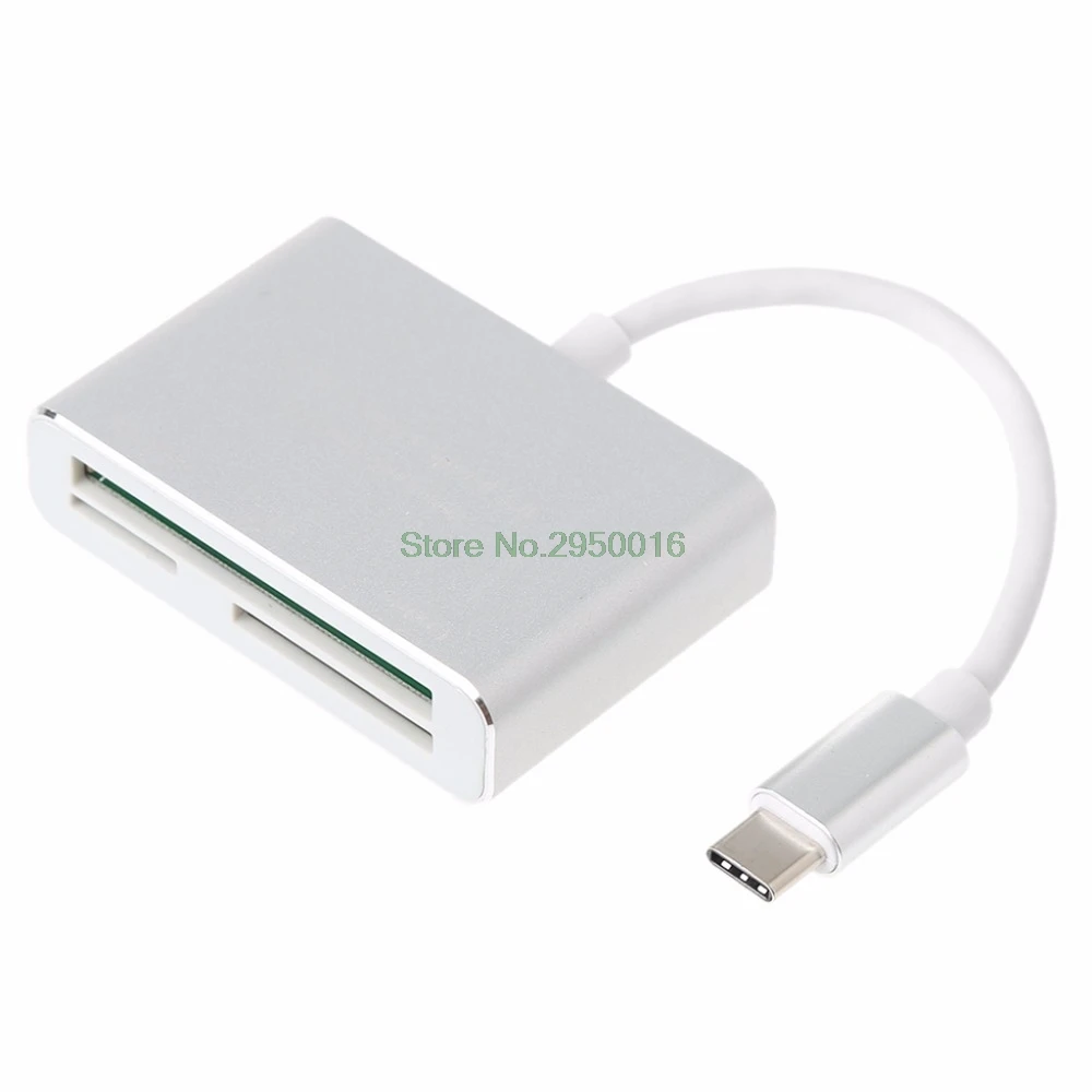3 в 1 Тип C до CF/SD/TF памяти Micro SD card reader для MacBook Pro Chromebook Pixel серебряный card reader высокое качество C26
