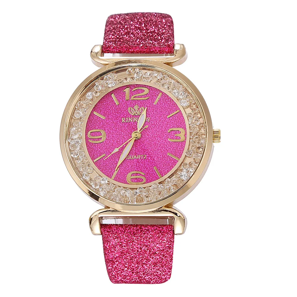 Стразы, модные женские часы, роскошный кристалл, нержавеющая сталь, кварцевые наручные часы, relogio feminino reloj mujer 533 - Цвет: Hot Pink