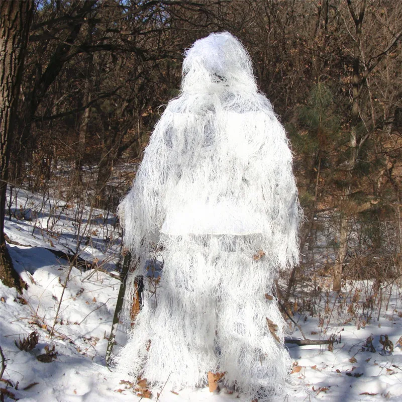 

Snow White Ghillie Suit Camouflage Suits 5pcs/Set 3D Bionic Hunting Sniper Military Train Sniper Hunting Yowie Clothing Winter