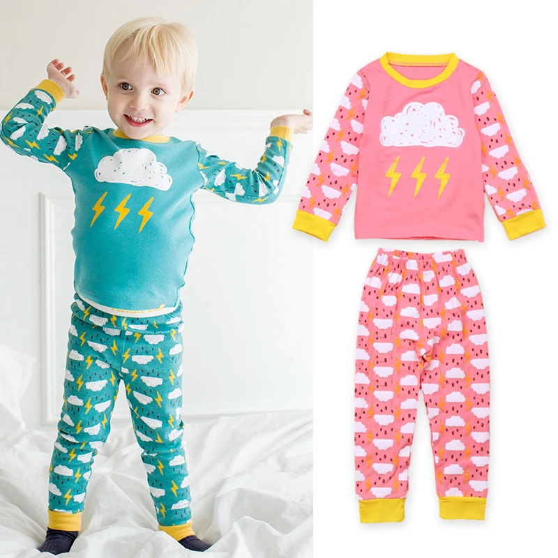 

Rorychen Brand Boy Girls Homewear Cloud Clothing Set Suit Kids Long Sleeve Tops+Pants 2Pcs Suit For Autumn Childrens Pajamas
