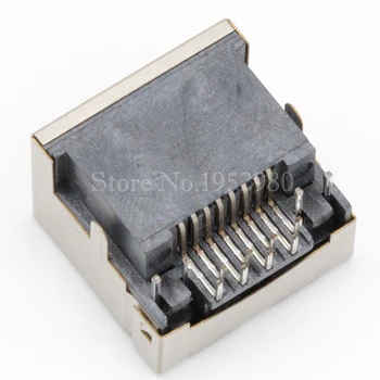 

20PCS/LOT RJ45 Shielded Connector Network Jack Socket Copper Shell / SMD Offset Style / 56+LED 10 Pins 8Pins with Lights