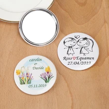 Диаметр 75 мм пользовательское имя, дата карманное зеркало персональный логотип свадебный макияж зеркало сувенир для свадебной вечеринки подарок для гостей