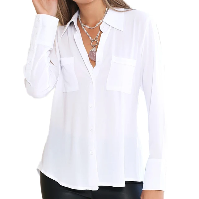 Aliexpress.com : Buy Sexy Open Back White Chiffon Blouses Autumn Women Full Sleeve Turn down 