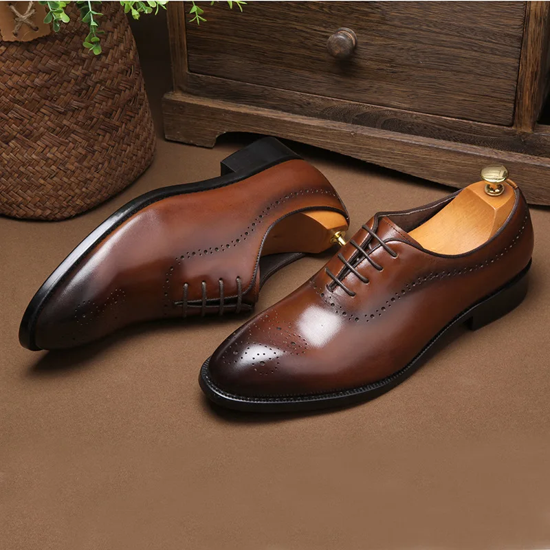 

Dress Leather Shoes Male Genuine Leather Cowhide Man Leather Shoes Solid Manual Male Shoe