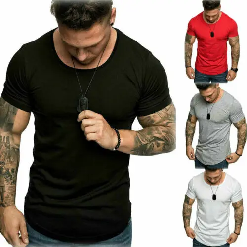 Для мужчин тренажерный зал лето Slim Fit Повседневное короткий рукав Мышцы Тройник футболки Для мужчин Повседневное хлопковые летние Повседневное футболки рубашки