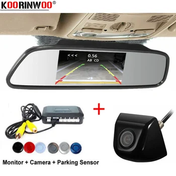 

Koorinwoo Parkronic 4 Radars Car Parking Sensors Tracks Car Rear View Camera Reverse With HD Mirror Monitor Backlights Indicator