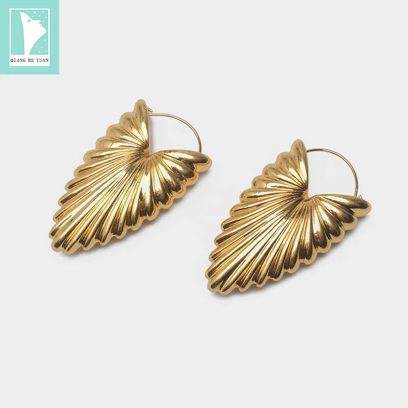 

Heart Screw Thread gold statement Earrings for women exaggerated earrings 2019 in Copper pendientes de hilos kolczyki kupe