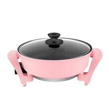 Розовая Бытовая многоцелевая электрическая плита 3L Емкость электрический чайник поддержка жареный стейк рыба двойной аромат горячий горшок