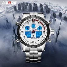 WEIDE Quartz Sports Wrist Watch Casual Genuine 2019 Men Watches Brand Luxury Men watch stainless steel date digital led watch weide brand watches men 3atm waterproof analog digital quartz sports lcd high quality leather strap luxury watch stainless steel