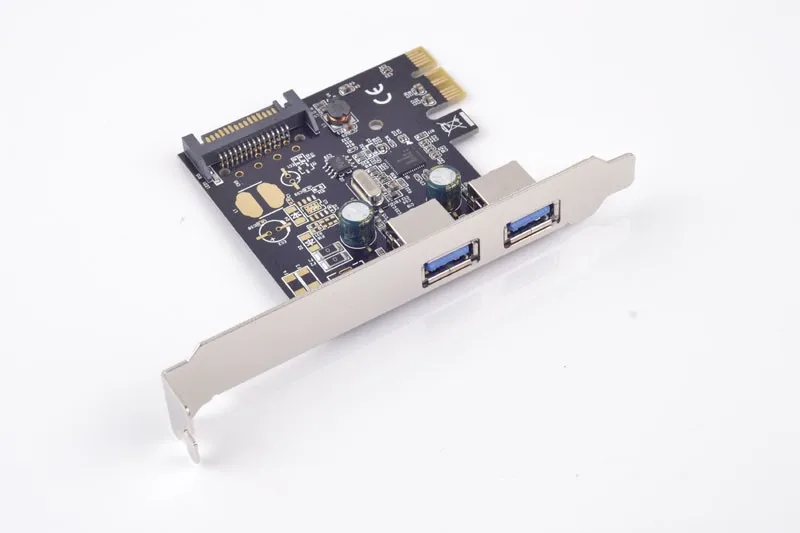 Внешний 2 порта USB3.0 PCI-Express X1 контроллер карты адаптер + 15Pin SATA питания