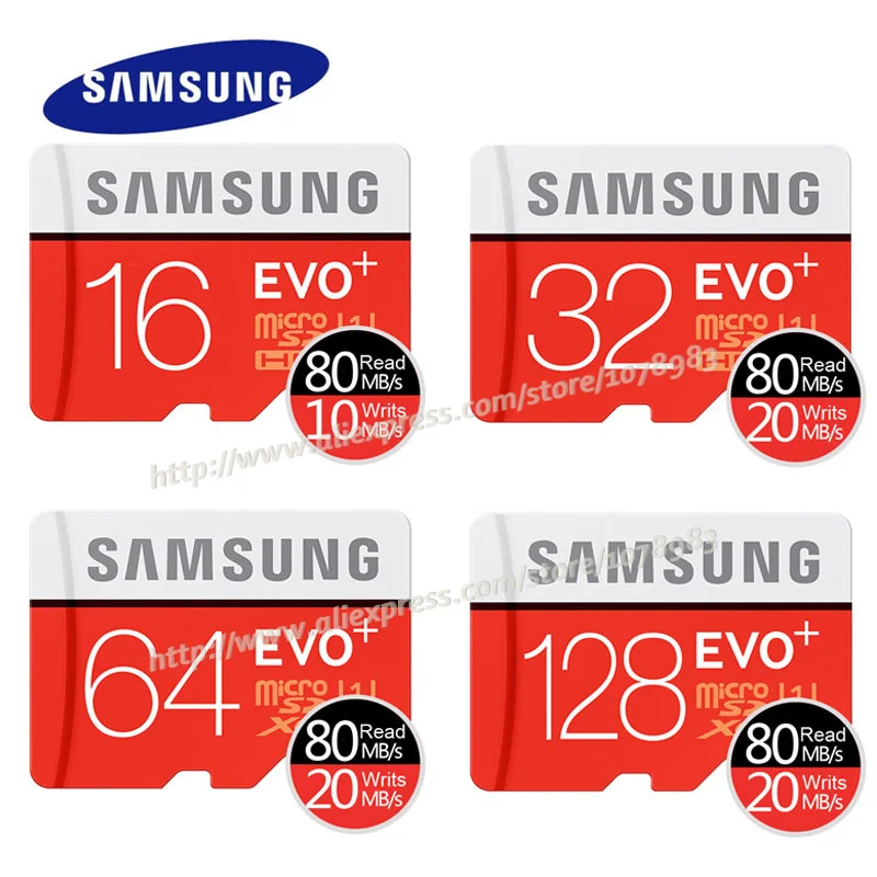 Карта памяти SAMSUNG EVO Plus EVO+ 256 ГБ, 16 ГБ, Micro SD, 32 ГБ, 64 ГБ, 128 ГБ, класс 10, MicroSD карта C10, UHS-I, флеш-карта Micro SD