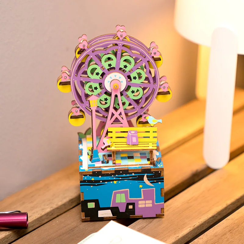 Robotime колесо обозрения DIY музыкальная шкатулка 3D деревянная головоломка Сборная модель строительные наборы музыкальные игрушки для детей подарок на день рождения AM402