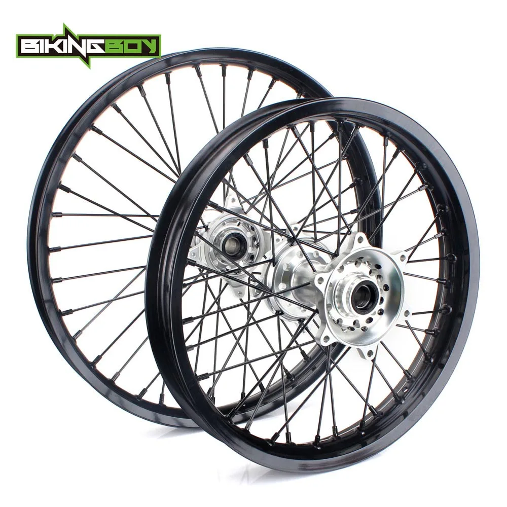 BIKINGBOY 2" 18" MX передние и задние колеса обода концентратор для SUZUKI РМЗ 250 RM-Z250 2007- РМЗ 450 05 06 07 08 09, 10, 11, 12, 13, 14, 15 - Цвет: Silver