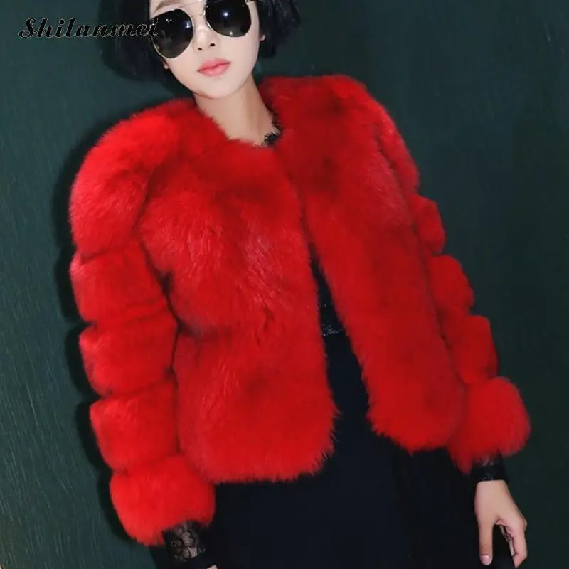 red fluffy jacket
