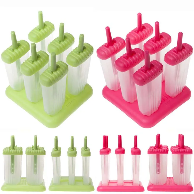 Summer Ice Cream Tubs 6Pcs Popsicle Mold Cooking Tool Rectangle Shaped Reusable Eco-Friendly Creative DIY Pop Baking Moulds