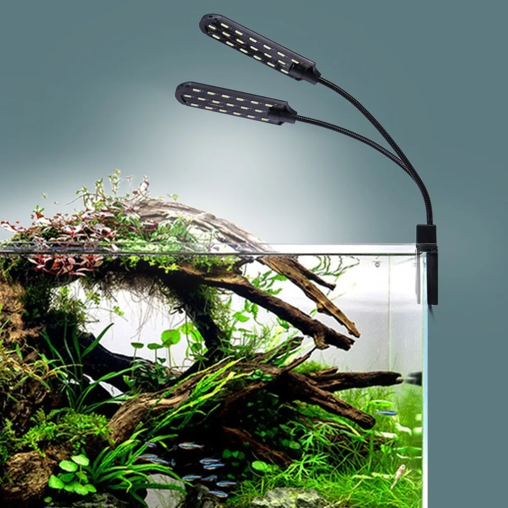X7 ЕС штекер с двойной головкой супер яркий светодиодный ламповый аквариум освещение для выращивания растений Водонепроницаемый клип-на освещение для аквариума