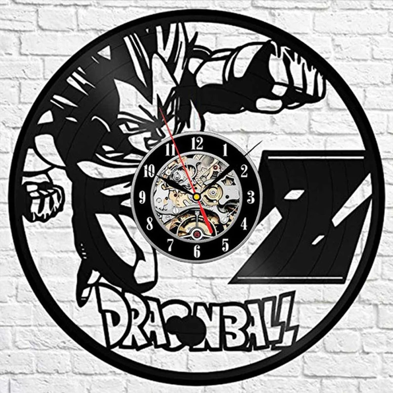 

Dragon Ball Z Wall Clock Modern Design Creative Collectibles 3D Stickers Cartoon Vinyl Record Clocks Wall Watch Home Decor