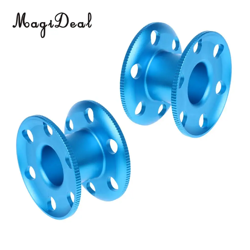 2Pcs Ultra-light Aluminum Alloy Scuba Diving Finger Spool Dive Reel Guide Line Spool Snorkeling Gear Equipment Accessories Blue
