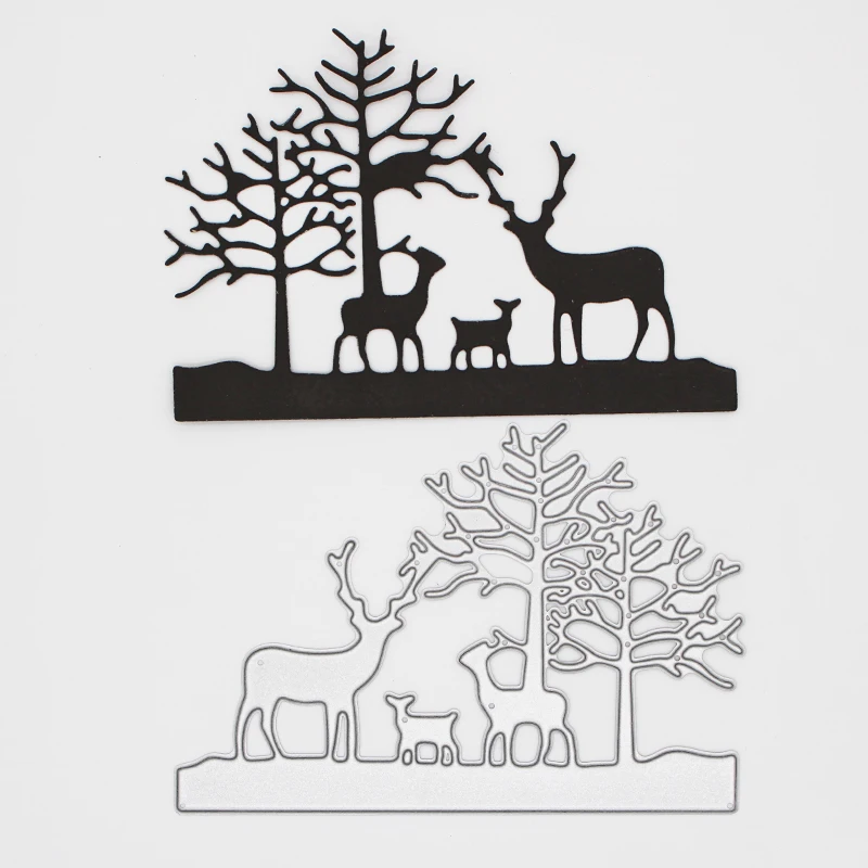 

Family deer and tree new Metal Cutting Dies for decor card DIY Scrapbooking Embossing stencil Paper Craft Album template Dies