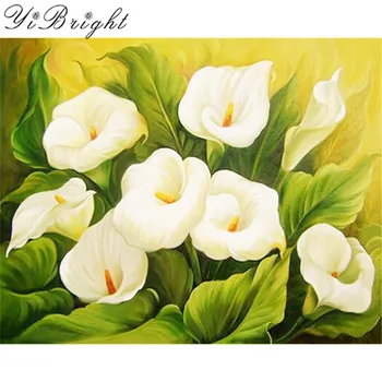

Beautiful White Calla Flowers Mosaics full Diamond painting embroidery Kit Needlework home decor Resin square drill Gifts