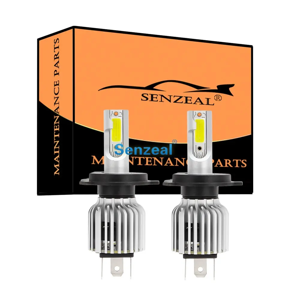 Senzeal 2 шт. супер яркий H4 светодиодный лампы фар 60 Вт 8000лм 6500 к COB чипы H4 Автомобильный светодиодный лампочка для фар дневное время ходовые огни