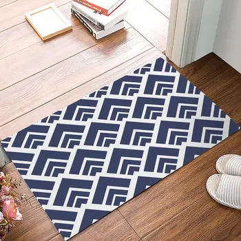

Fashion Simple Geometric Dark Blue Door Mats Kitchen Floor Bath Entrance Rug Mat Absorbent Indoor Bathroom Decor Doormats