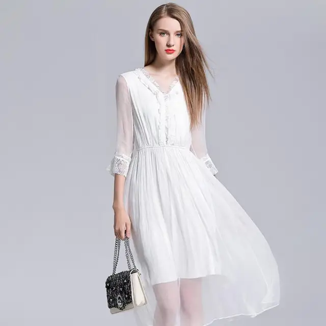 silk white midi dress
