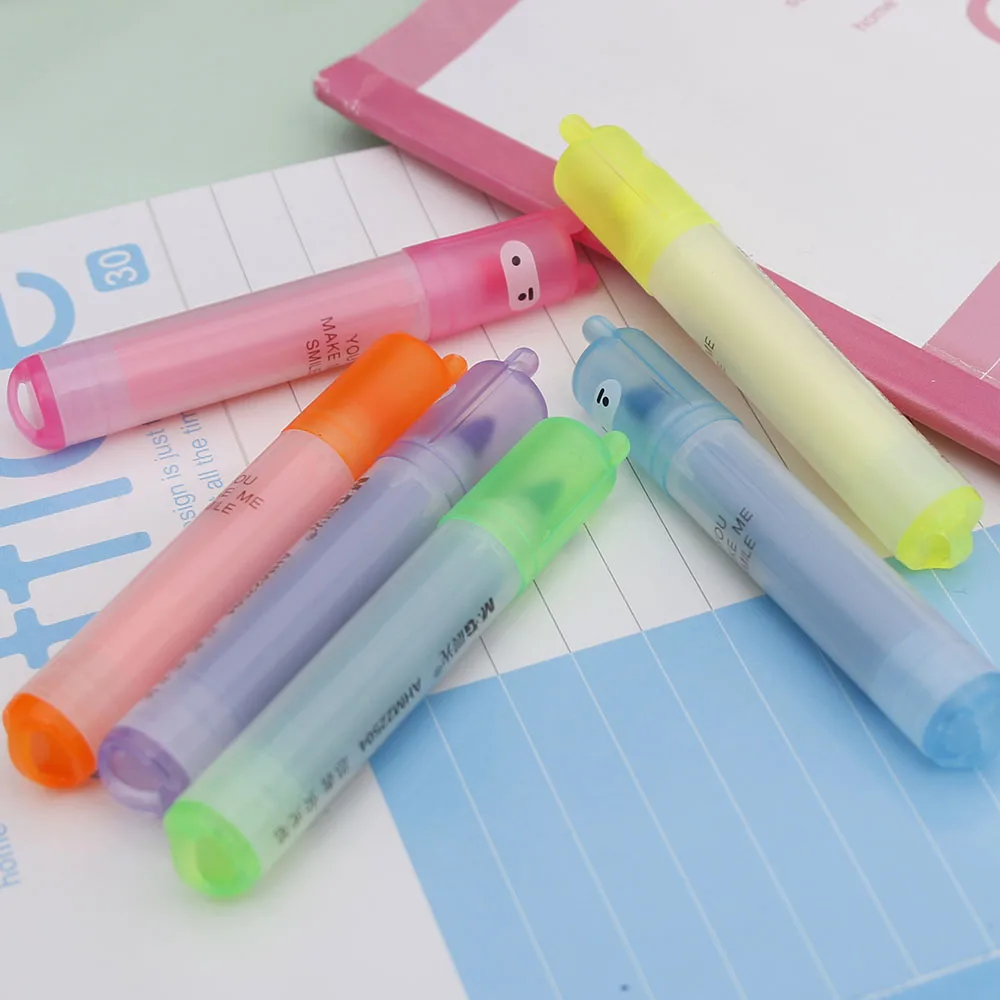 6 шт. мини-маркер креативный, милый, мультяшный покраска ручка маркерные ручки ученики учатся канцелярские принадлежности