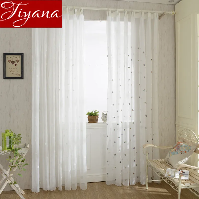 

Snowflake Curtains Kids Room White Embroidered Voile Modern Window Living Room Tulle Curtains Sheer Fabrics Cortinas T&399#20
