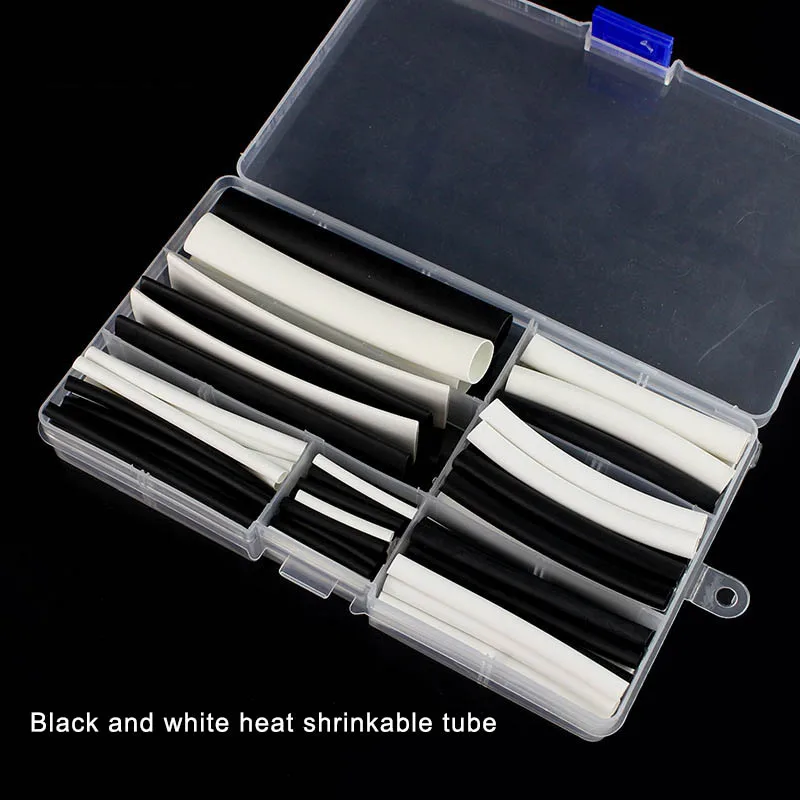 

Black White Heat Shrink Tube Set Wiring Wrap Electrical Cable Sleeve Set for Household AI88