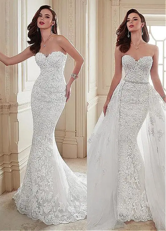1 Sirena Wed90264 Apliques De 2 Marvelous Escote Novia Cuentas Tul Con En Vestidos Encaje wYTqCa
