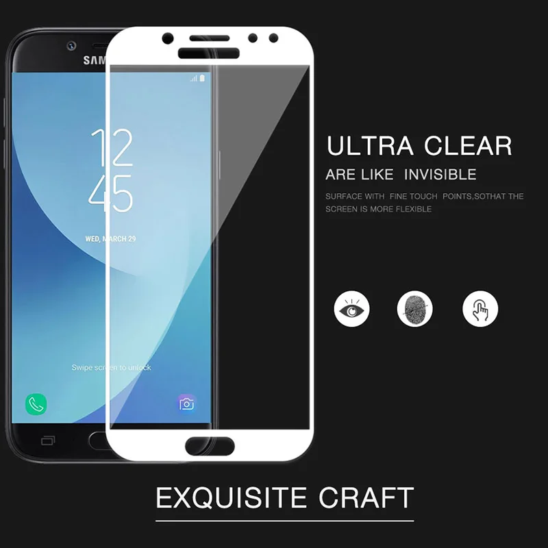 For Samsung Galaxy J3 2017 Full Cover Tempered Glass 9H Screen Protector Safety Covering Protective Film On J330 J330F SM-J330F (4)