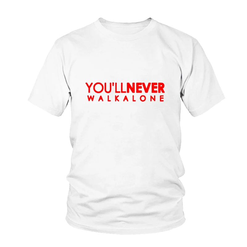Футболка с надписью «You'll Never Walk Alone», Ливерпуль для фанатов, всех чемпионов,, модная мужская брендовая одежда, мужская уличная футболка с круглым вырезом