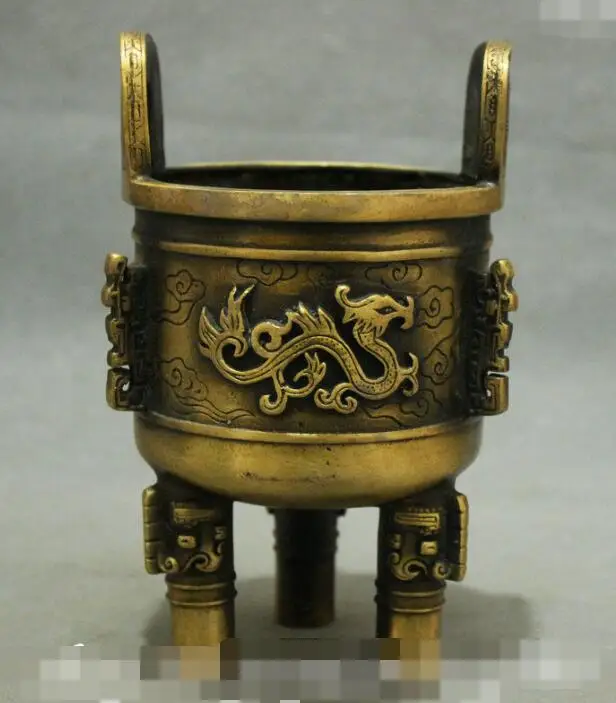

S06809 Chinese Bronze Buddhist Lucky Dragon Beast Head Statue Incenser Burner Censer discount 30% (C0324)