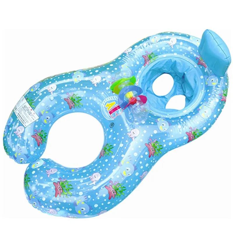Inflatable baby swimming neck ring mother child swim circle double swim float seat