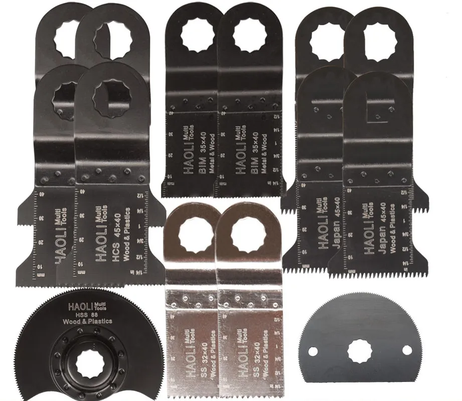 

14 pcs HSS oscillating muti tool saw blades for power tools accessories as Ridgid,Worx Sonicrafter,AEG,wood metal cutting