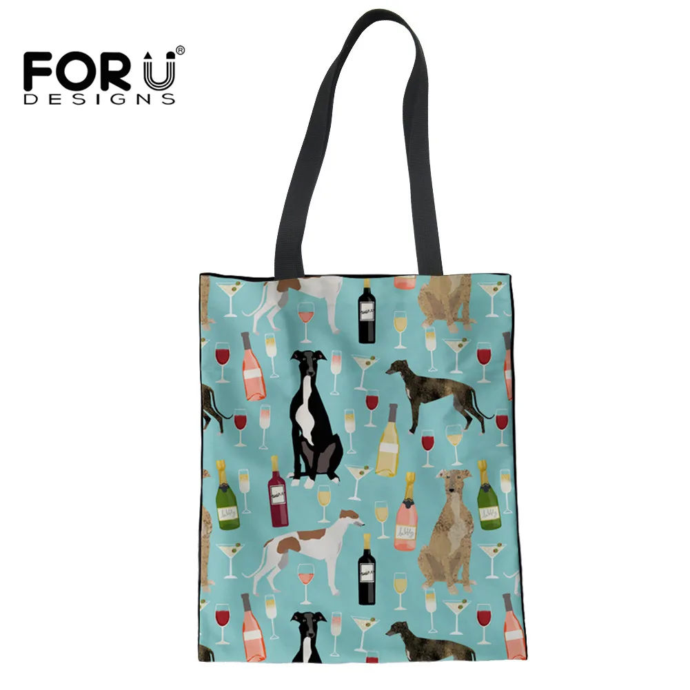 FORUDESIGNS/Грейхаунд черная сумка с принтом для домашних животных на одно плечо Harajuku