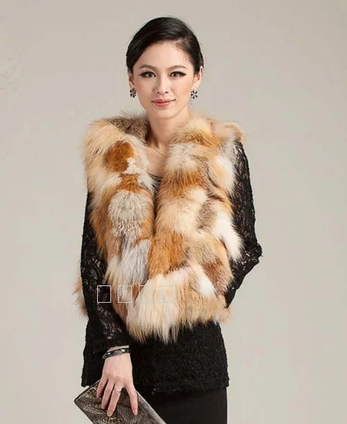 Women's Whole Natural Fur Jacket Female Real Fox Fur Vest