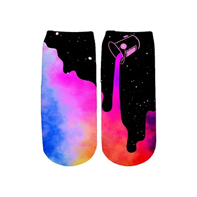 PLstar Cosmos art забавные молочные космические Galaxy носки летние модные 3D хлопковые носки красочные теплые короткие носки женские носки - Цвет: 6