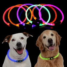 Безопасный силиконовый светодиодный ошейник для собак, светящиеся ошейники для собак, светящиеся ошейники для домашних животных, мигающие ошейники для зарядки в ночное время, маленькие для средних и больших собак