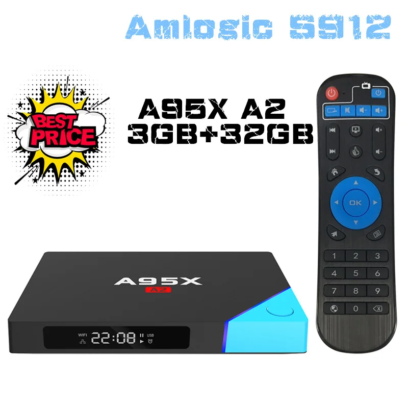 

Hot A95X A2 Amlogic S912 Octa Core Android 6.0 Smart TV Box 2G/16G 3G/32G HDMI2.0 4K HD Dual Band Wifi 1000M Set-Top Box