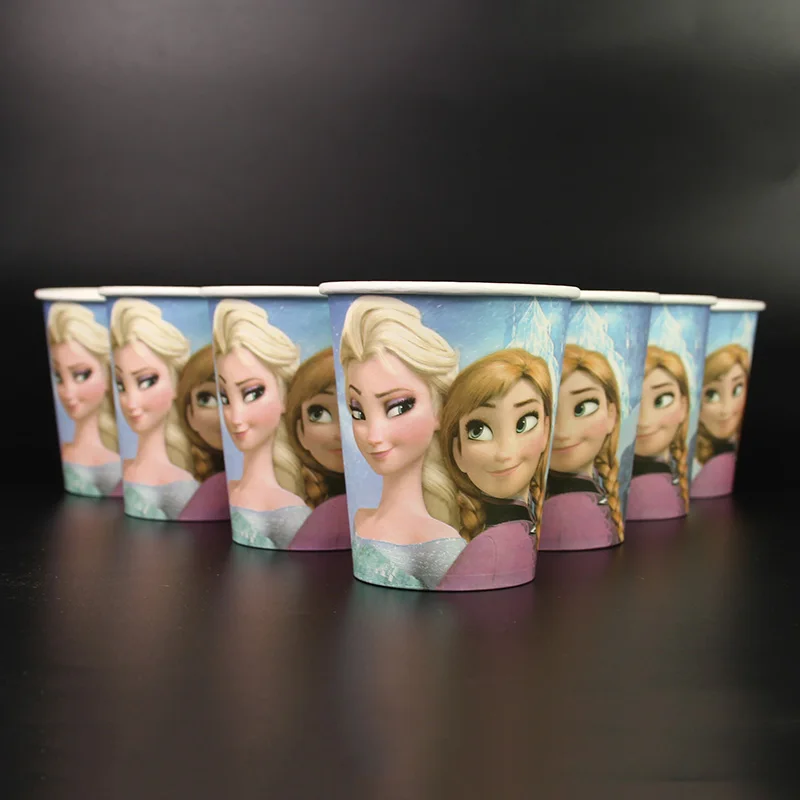 10Pcs/Pack Frozen Party Glass Party Paper Cup Cartoon Decor Girls Happy Birthday Favors Frozen Birthday Party Supplies