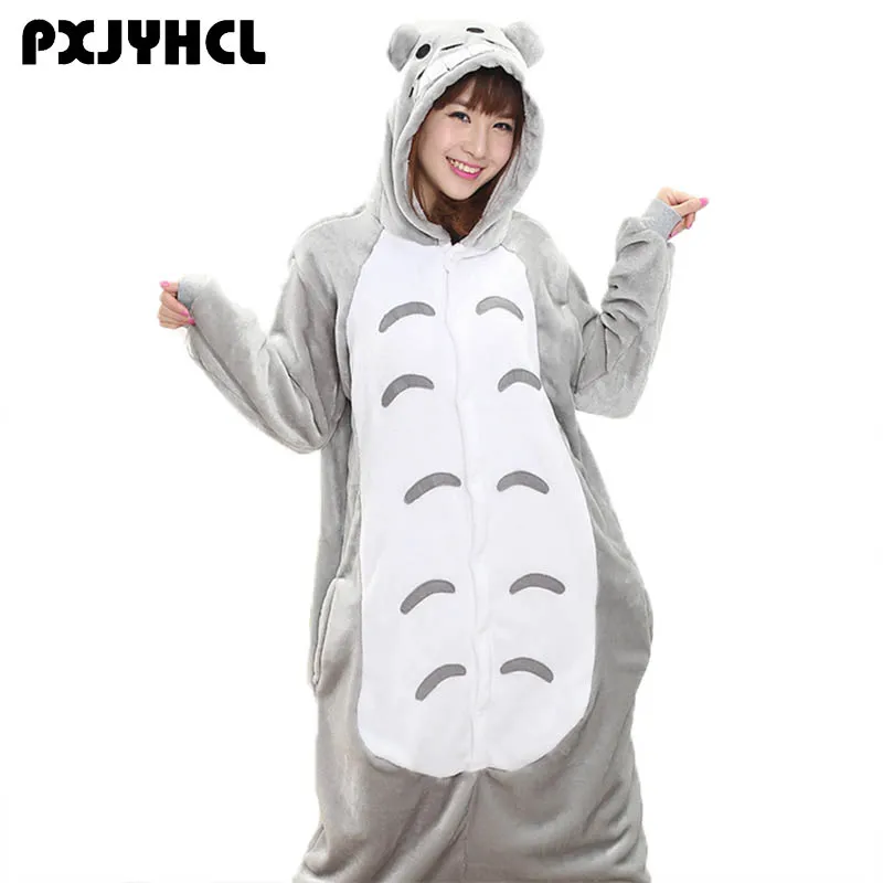 

Adult Totoro Cartoon Kigurumi Cosplay Costume Loose Kid Winter Animal Jumpsuit Boy Anime Flannel Onesie Pajamas Sleepwear Girl