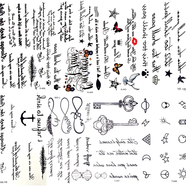 Palabras De Pluma Sexy Letra Negra Tatuaje Temporal Chica Dedo