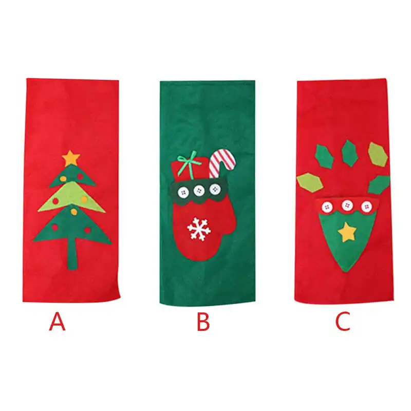 1Pcs Red Wine Bottle Cover Bags Decoration Home Party Santa Claus Christmas Cloth+Velvet #2n5 (1)