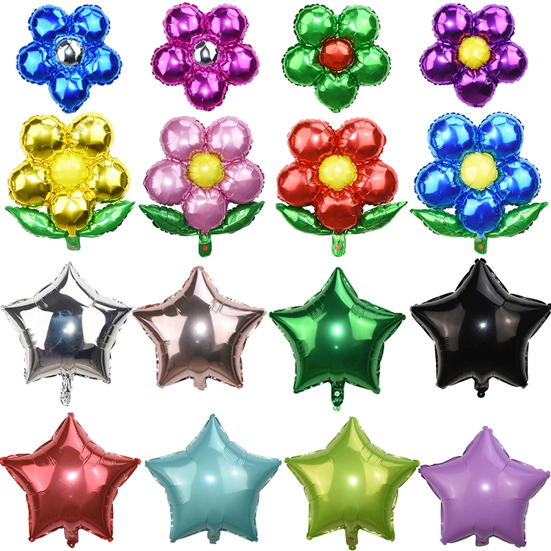 

5pcs 18inch Lovely Wedding Balloons Flowers Star Aluminum Foil Balloon Gifts Children Birthday Party Decor Toys Helium Globos