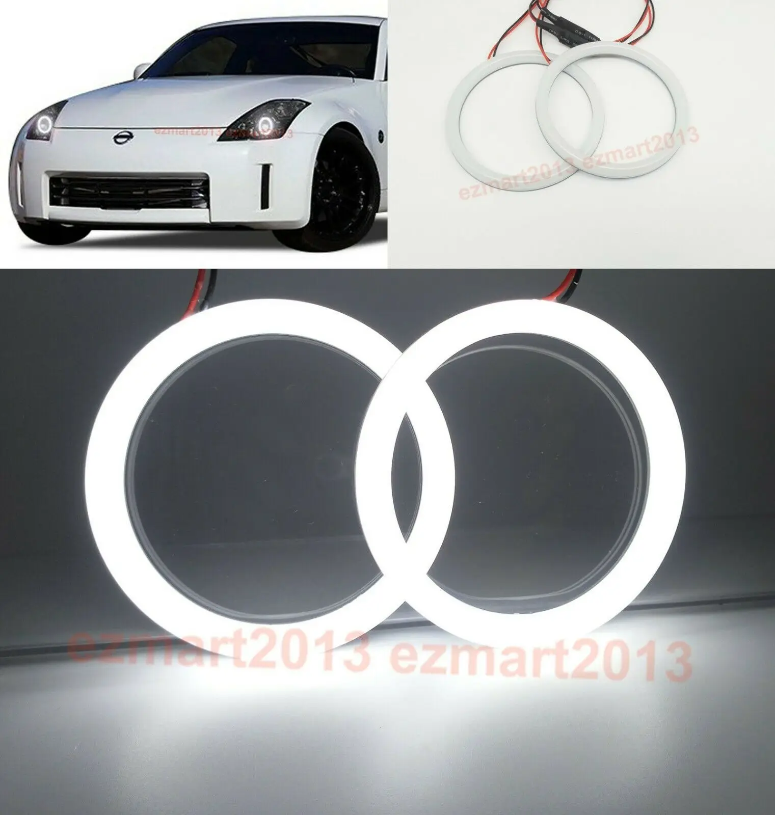 Хлопковые белые светодиодные кольца гало Подходит для Nissan 350Z 2006 2007 2008 2009 фар