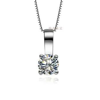 

Ceremony 1Ct 6.5 mm G-H Moissanite Diamond Pendant Marriage Jewel TEST POSITIVE 925 Sterling Silver Promise Women Necklace