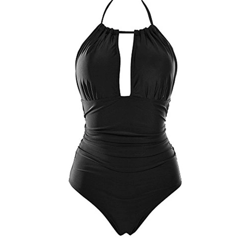 TYAKKVE 2020 Women One-piece Swimsuit Deep V Bikini Vintage Backless Ladies Bathing Suit Tummy Control Swimwear Plus Size S-XXXL