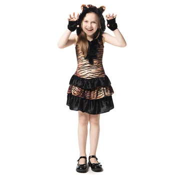 

Girl Fantasia Animal Tiger Costume Cosplay Halloween Carnival Fancy Cosplay Party Dress Up Suit
